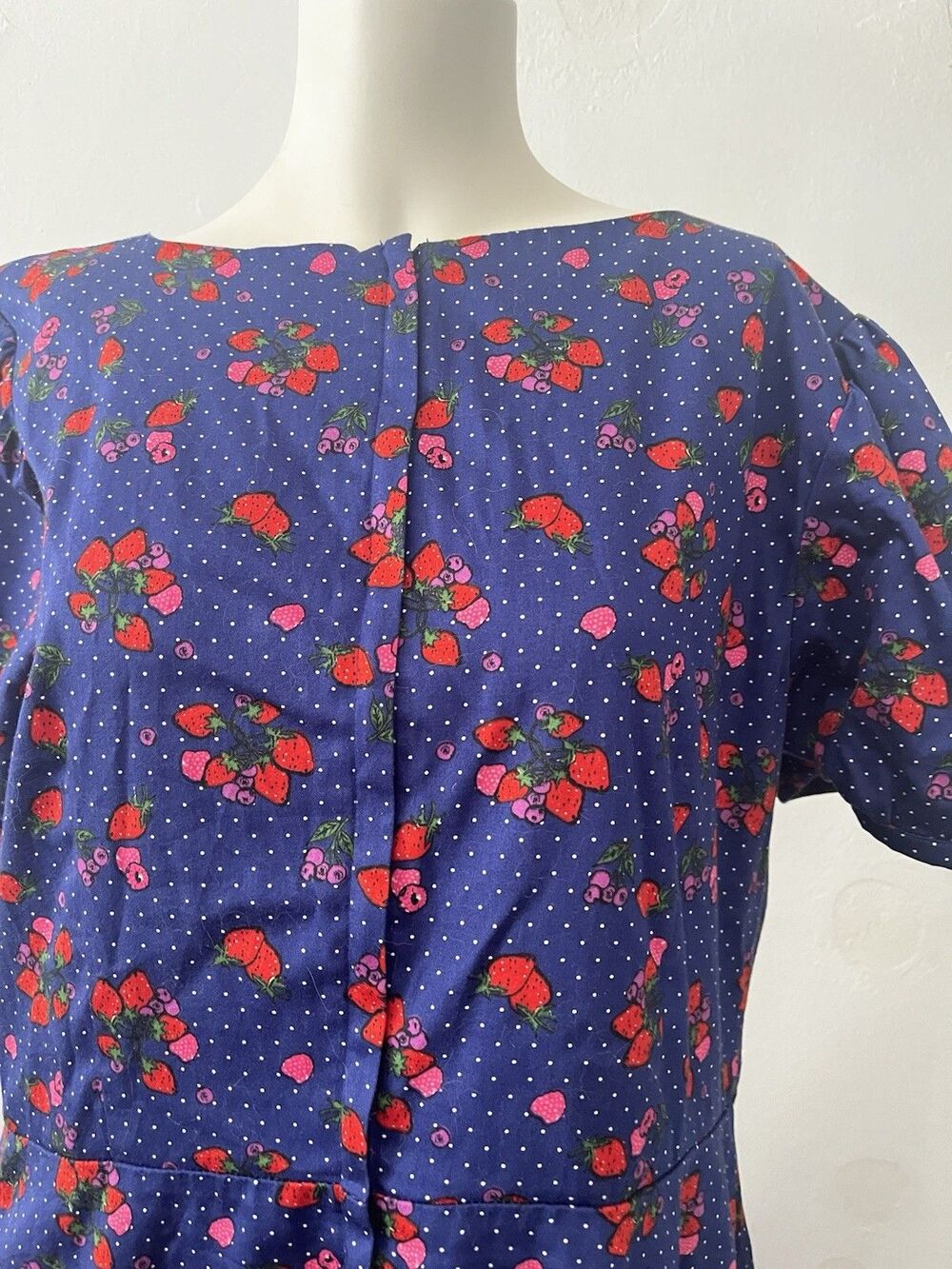 Collectif London Dress Size 2XL Kitsch Strawberry Twee Preppy Retro Nerd Cotton - Picture 4 of 11